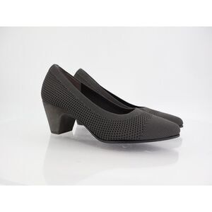 Eileen Fisher Women's Gabby Knit Pump Size 7 Gray Block Heel Pointed Shoes